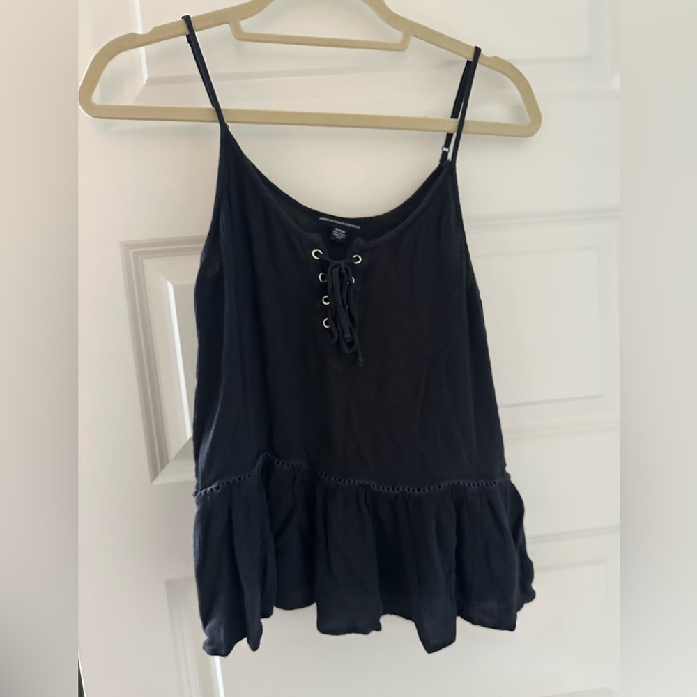American Eagle Outfitters Black Lace-Up Camisole